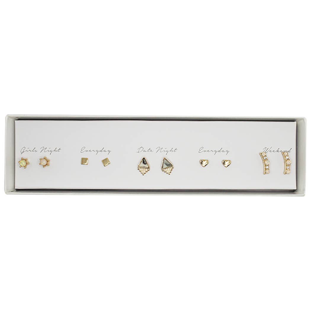 Stud Earrings Set Gift Box