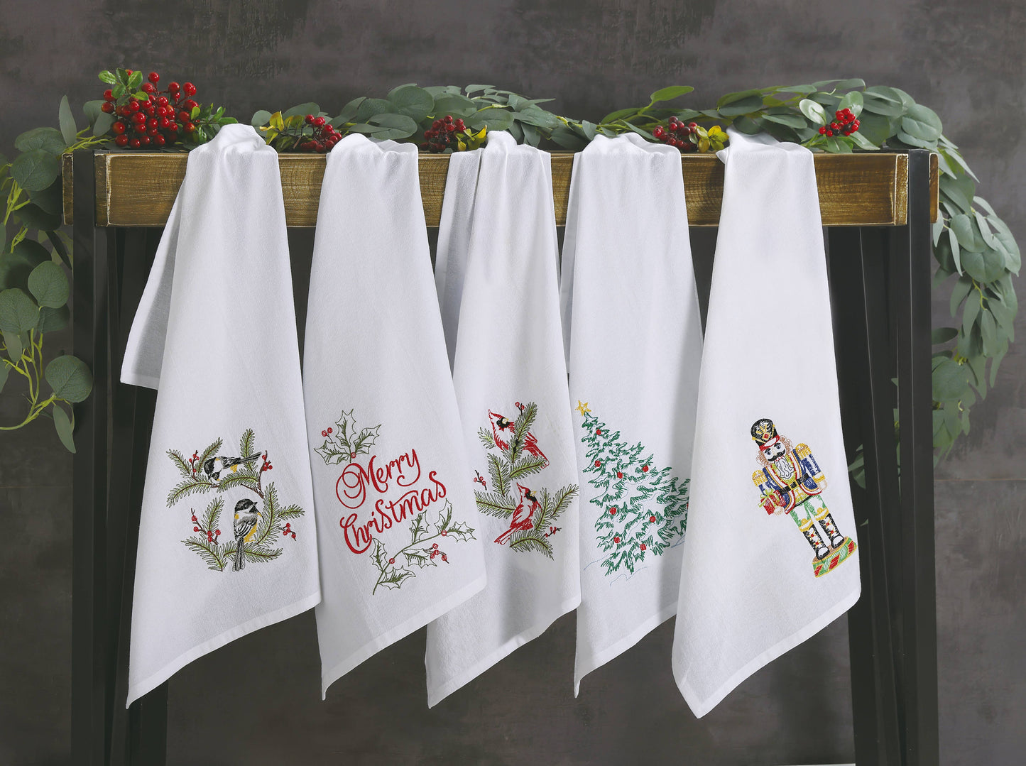 Chickadee Embroidered Kitchen Towel