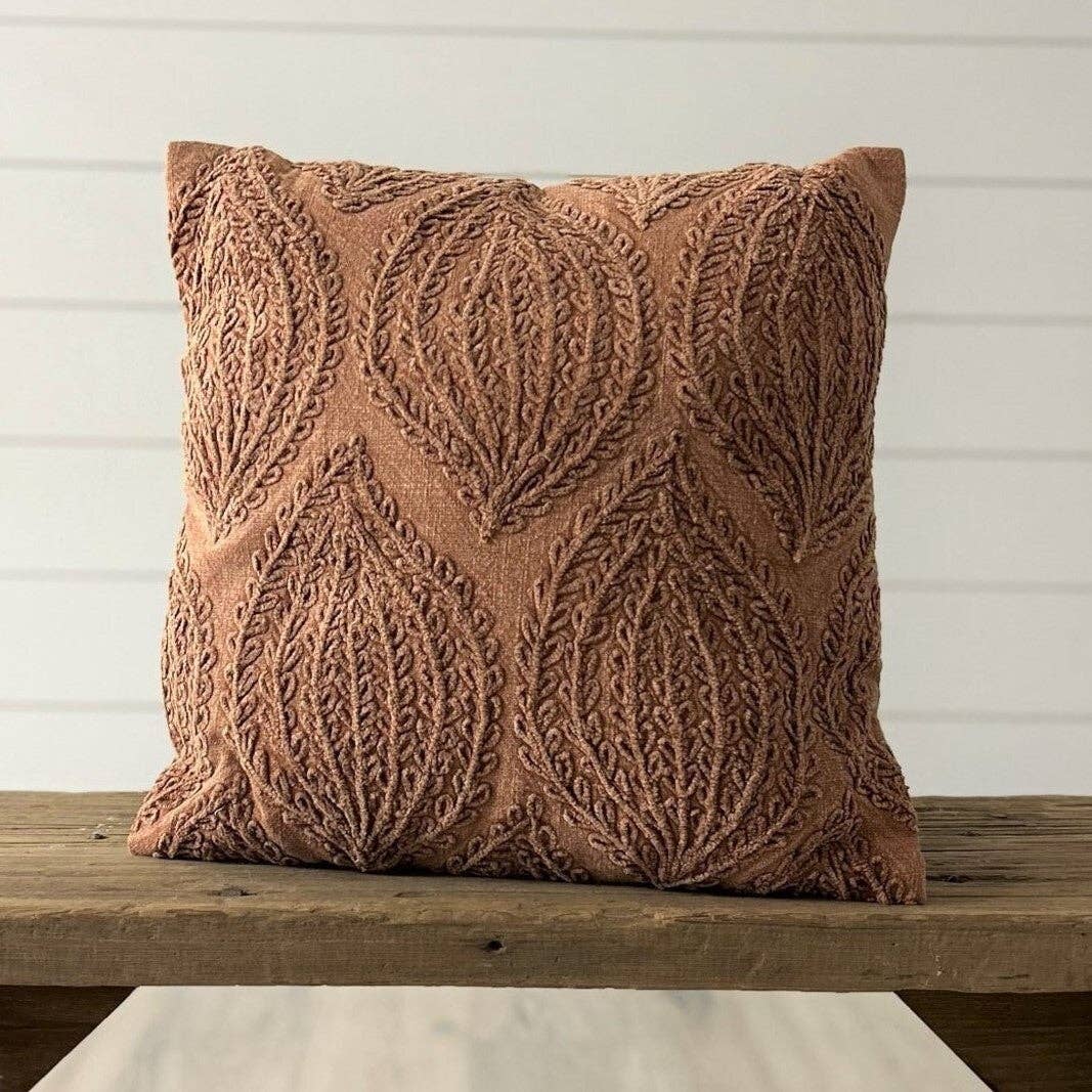 Stonewash Terracotta Leaf Pillow