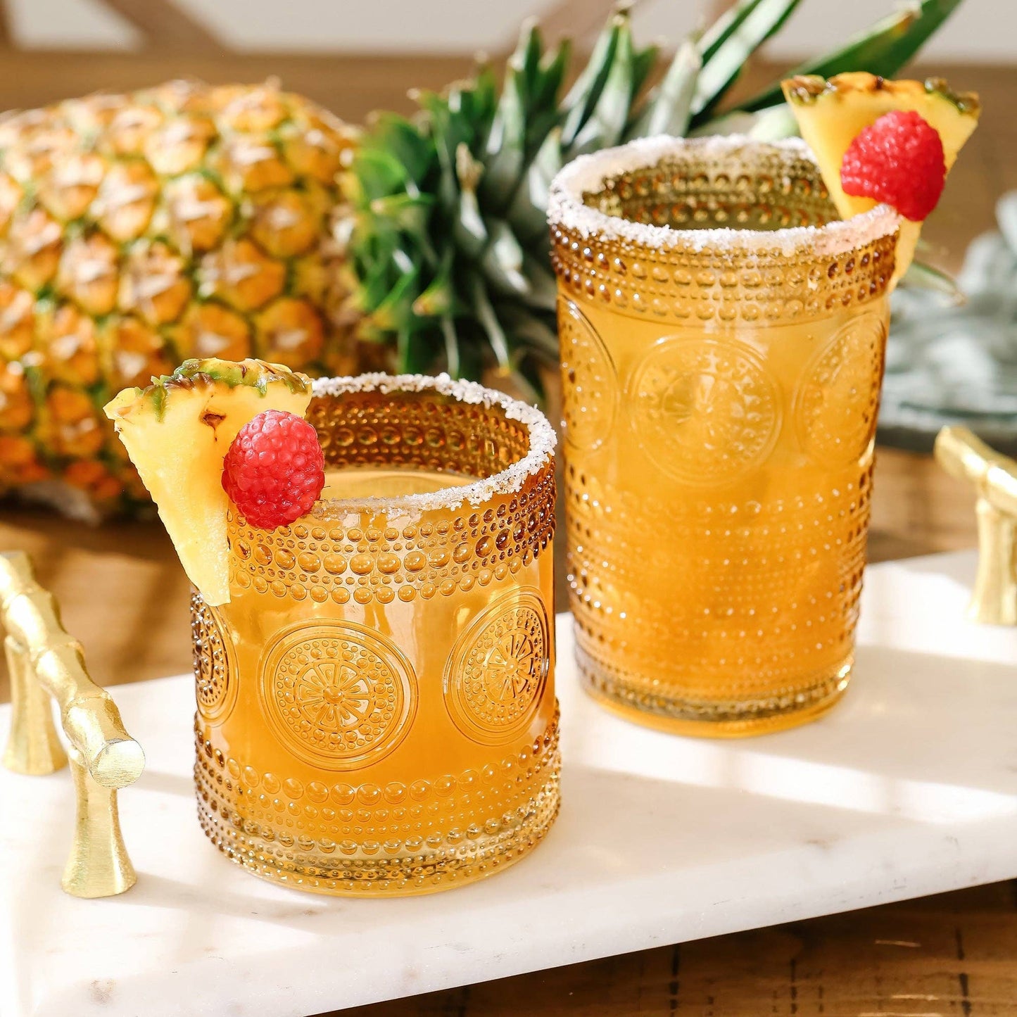 Hobnail Amber Old Fashion Glass