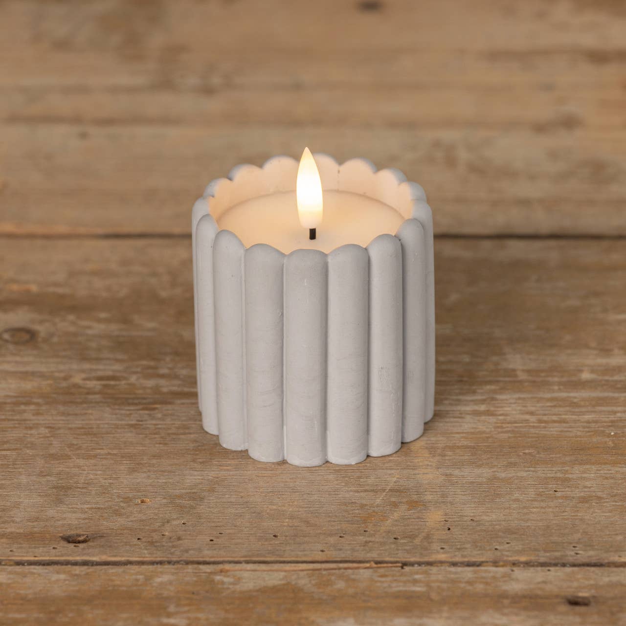 GREY CEMENT 3D FLAME CANDLE