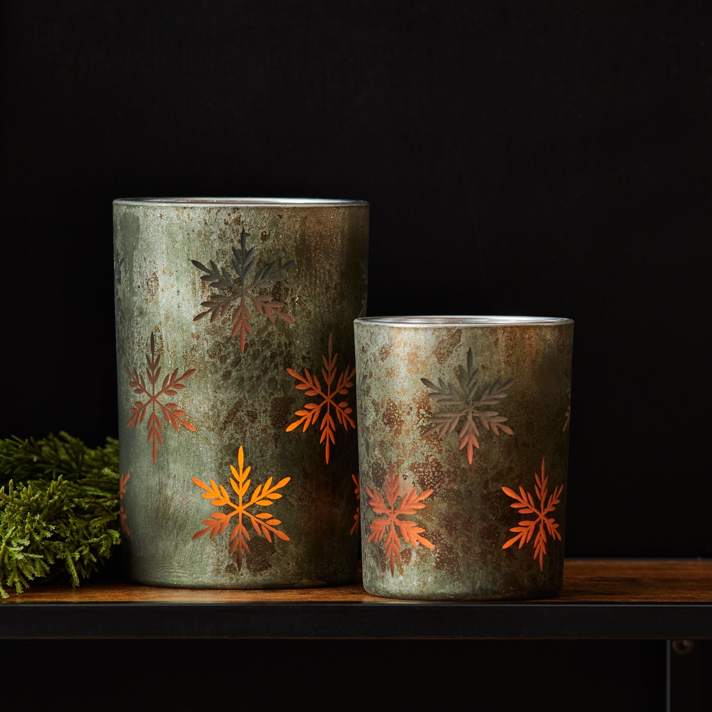 Green Snowflake Candle Holder