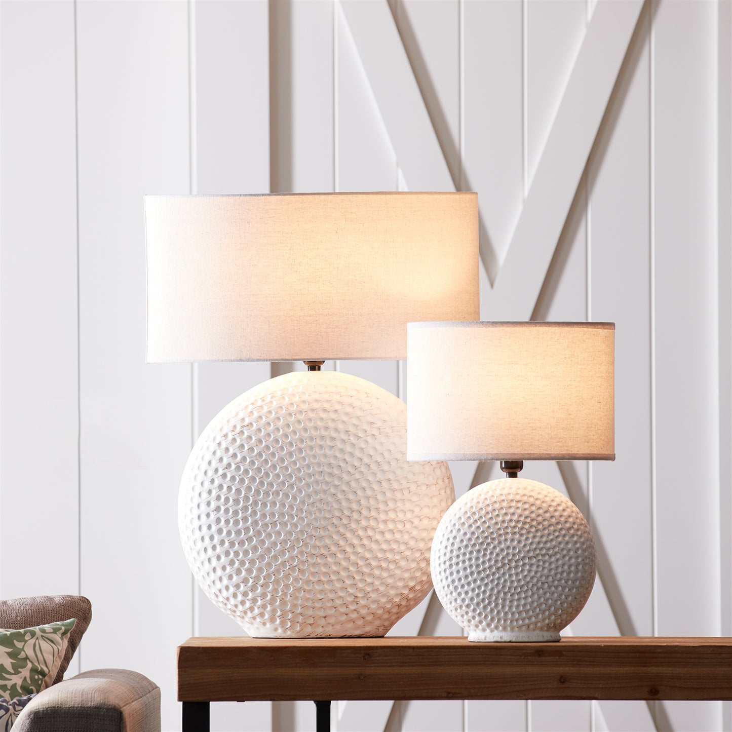 White Textured Table Lamp