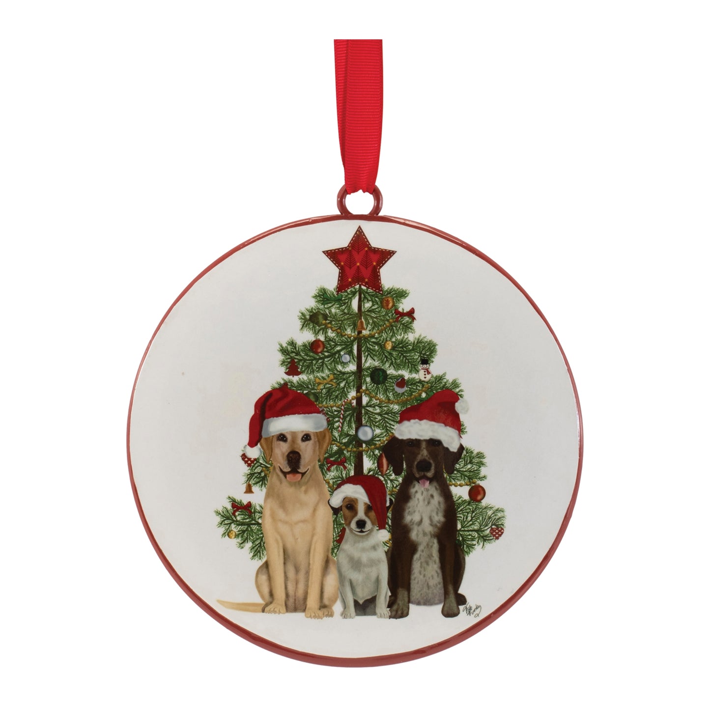 Dogs Iron Disk Ornament