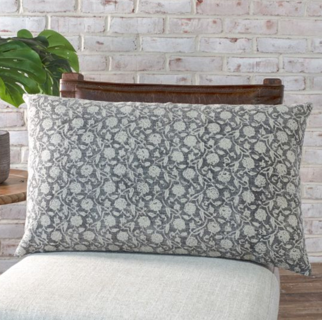 Blue Floral Pillow