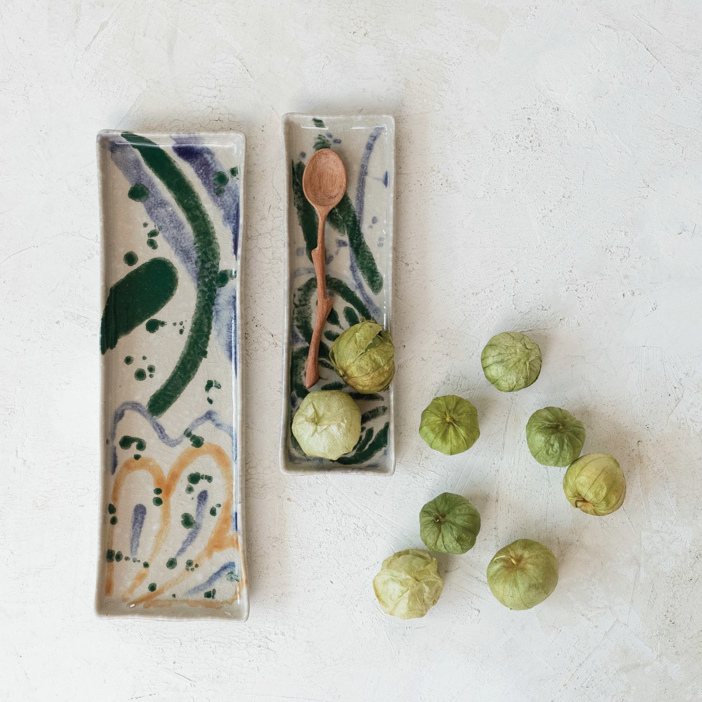 Abstract Platter Hand-Painted Stoneware