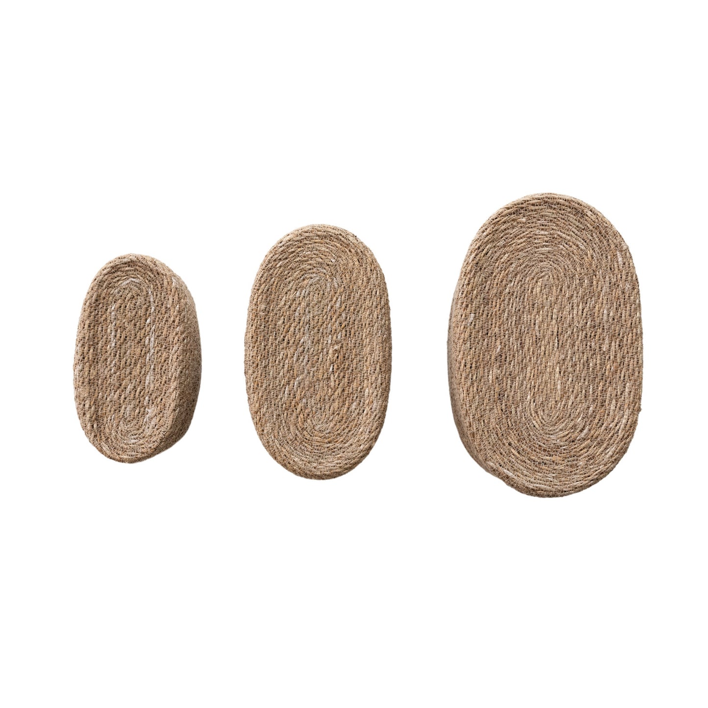 Oval Hand-Woven Seagrass Baskets with Lids