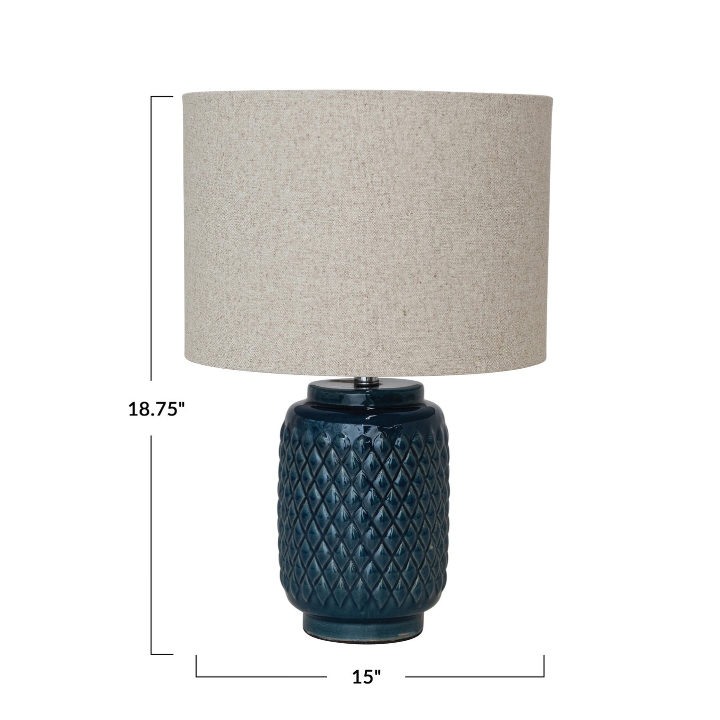 Blue Ceramic & Linen Table Lamp