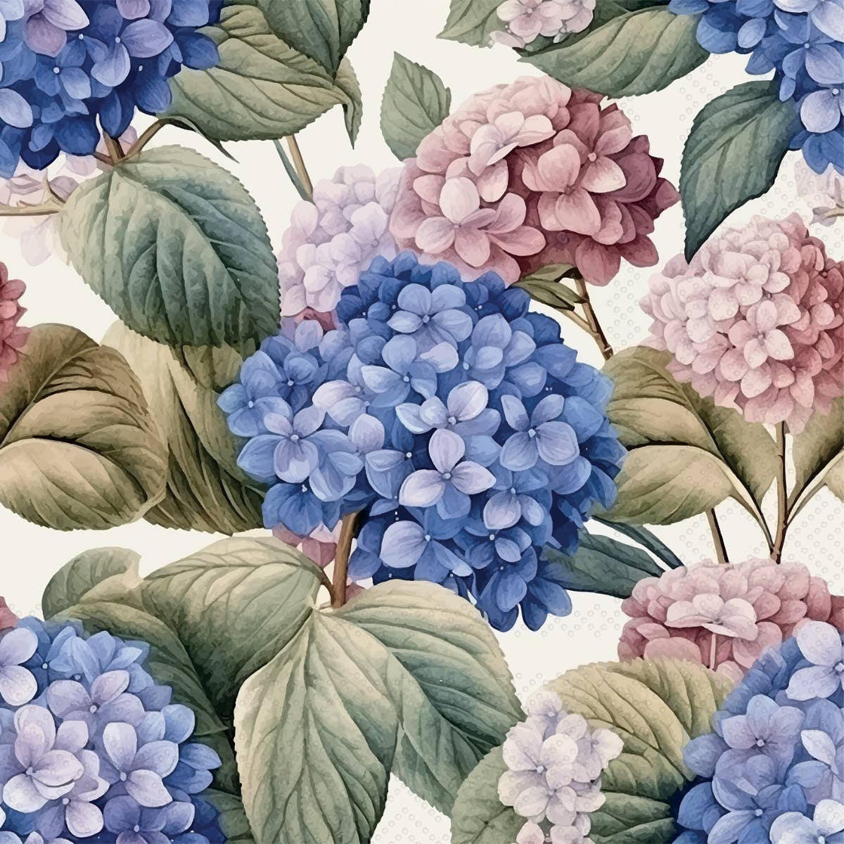 Cocktail Napkins Painted Hydrangea