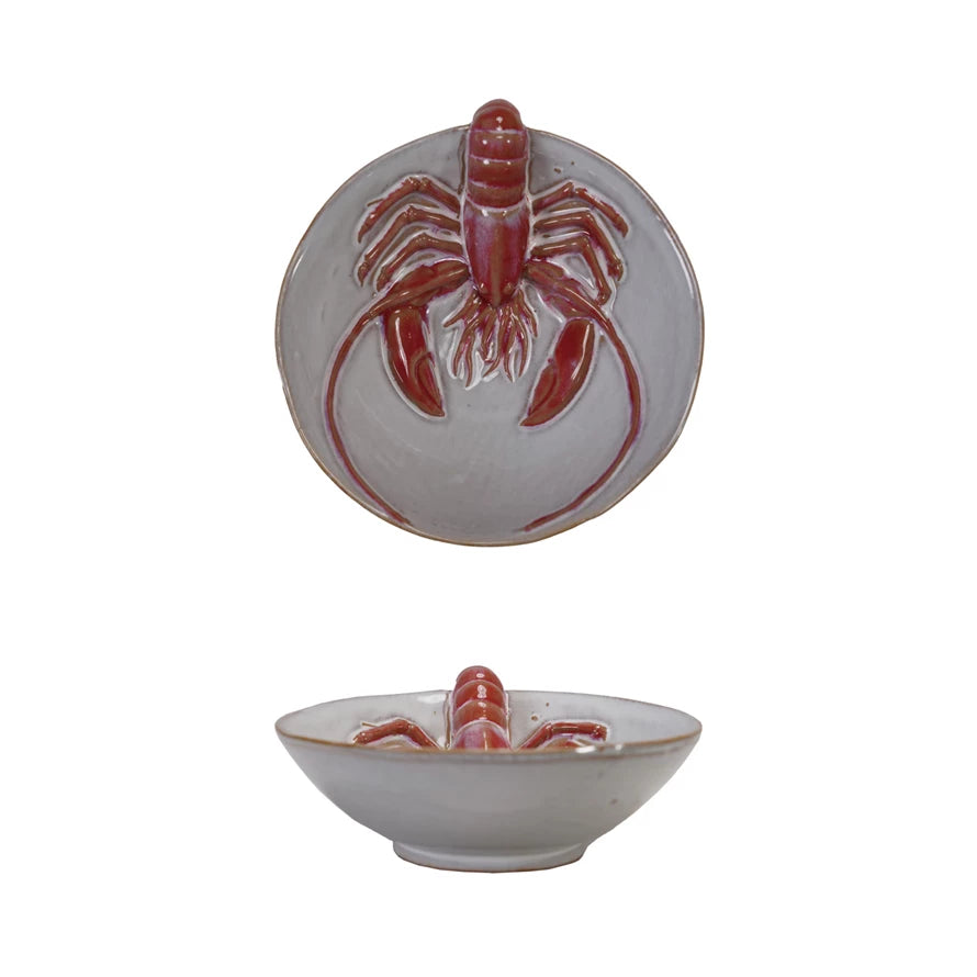 Stoneware Bowl with 3D Lobster