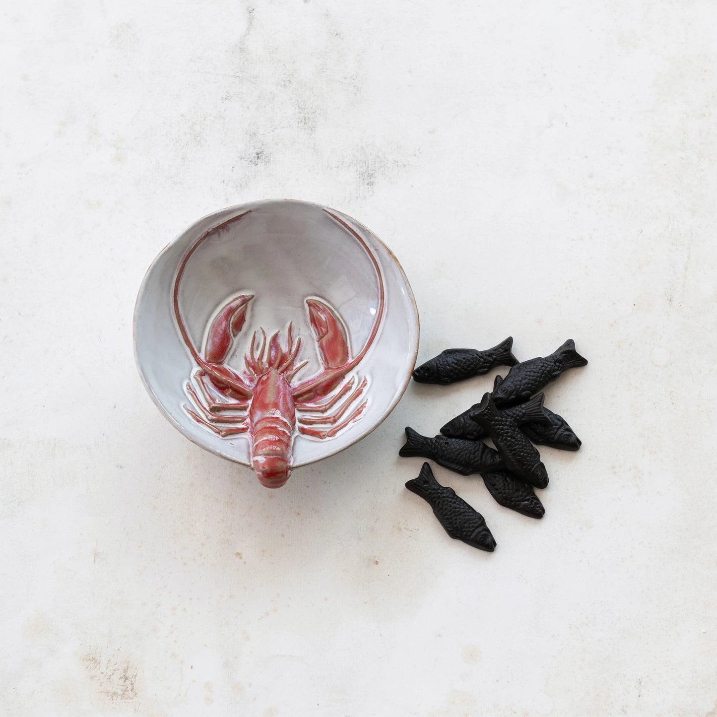 Stoneware Bowl with 3D Lobster