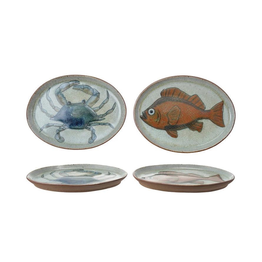 Sea Life Hand-Painted Stoneware Platter