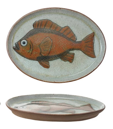 Sea Life Hand-Painted Stoneware Platter