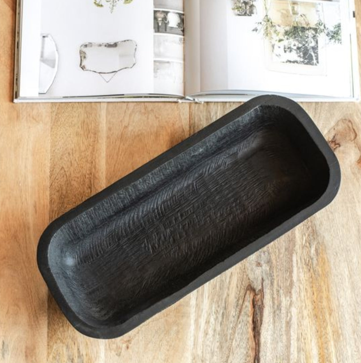 Black Wooden Dough Bowl