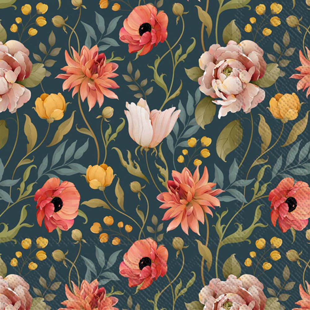 Cocktail Napkins - Flower Story Blue
