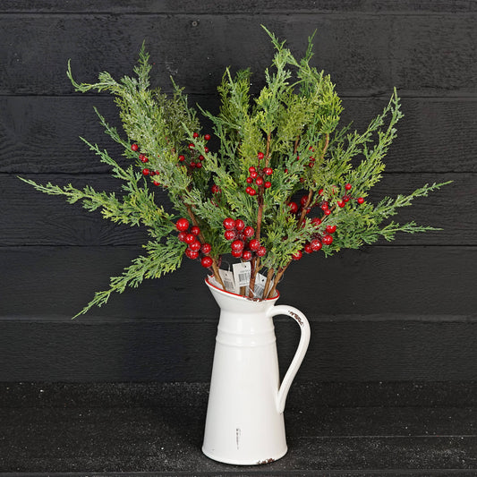 Sparkle Cedar and Red Berry Spray
