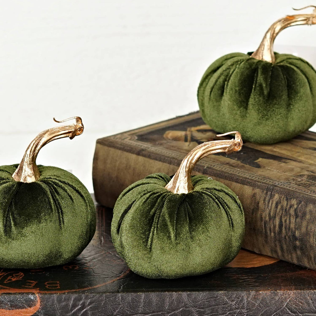 Green velvet pumpkin 4"