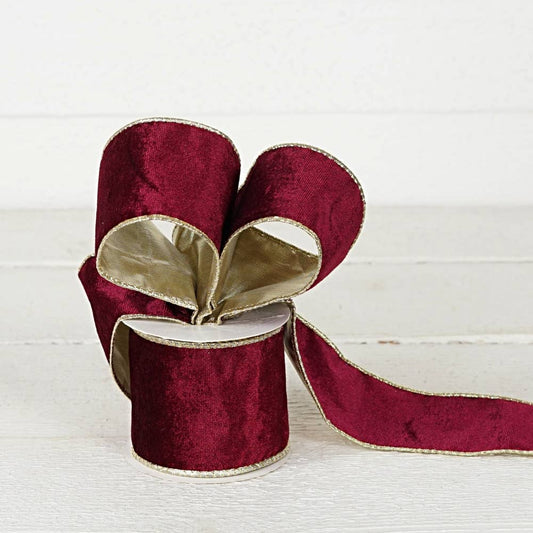 Wired Ribbon-Burgundy Velvet