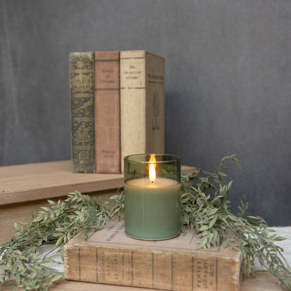 GREEN GLASS 3D FLAME CANDLE