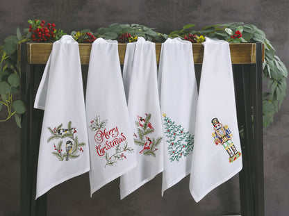Chickadee Embroidered Kitchen Towel