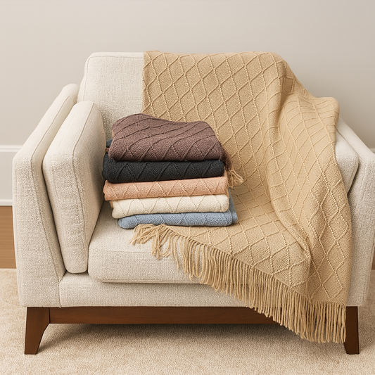 Knit Diamond Throw Blanket