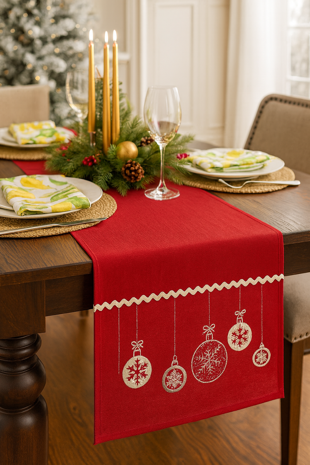 Embroidered Ornaments Table Runner