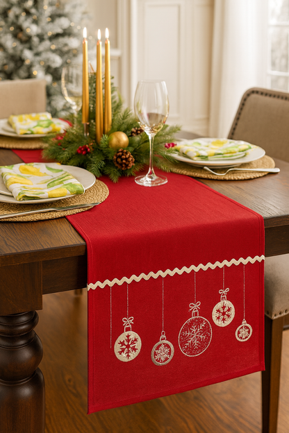 Embroidered Ornaments Table Runner