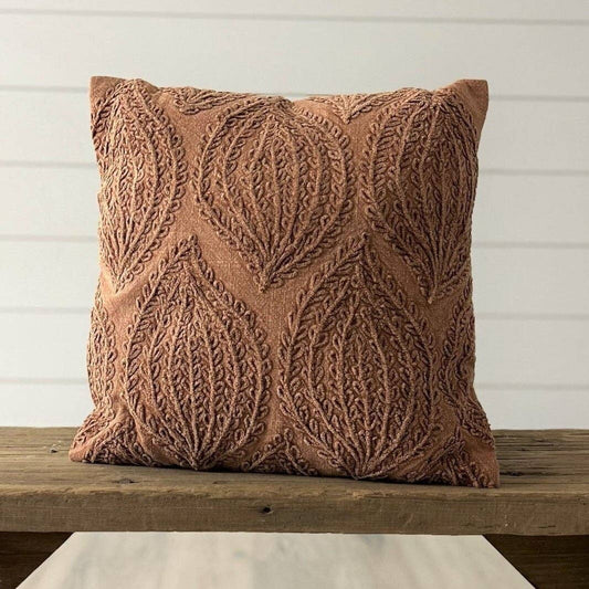 Stonewash Terracotta Leaf Pillow
