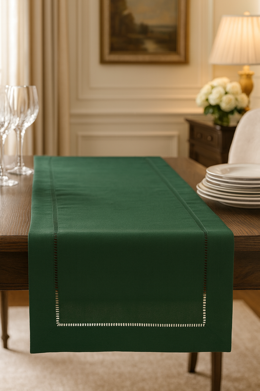 Emerald Green Hemstitch Table Runner