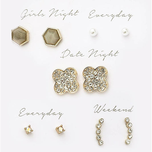 Stud Earrings Set Gift Box