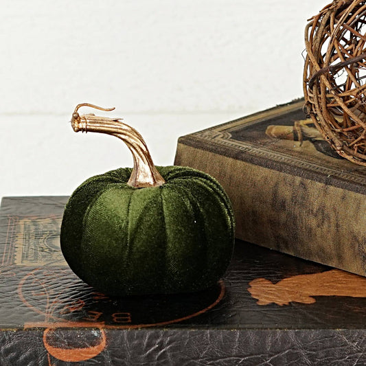 Green velvet pumpkin 4"