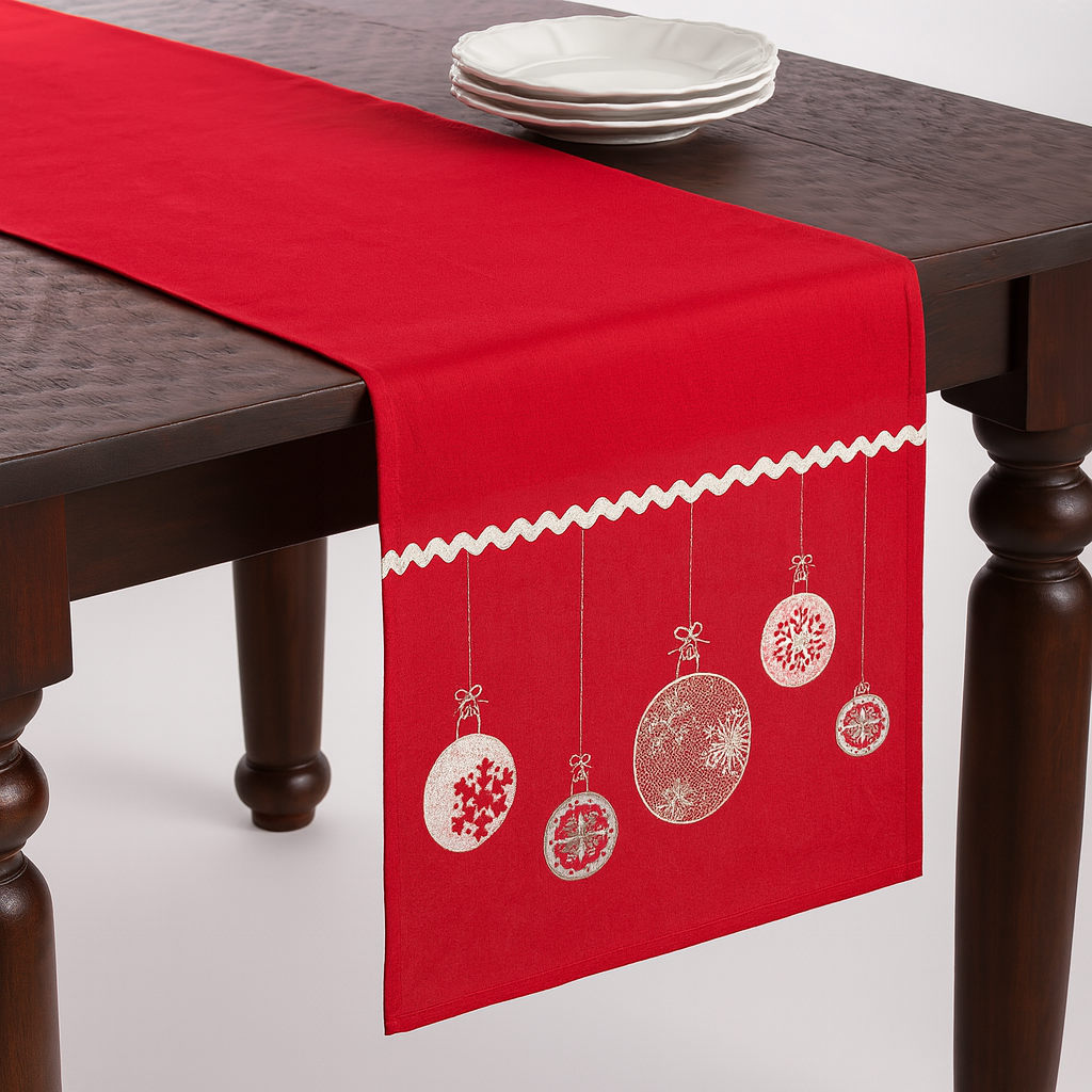 Embroidered Ornaments Table Runner