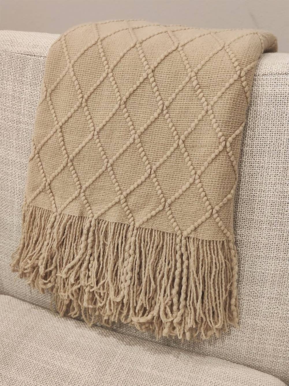 Knit Diamond Throw Blanket
