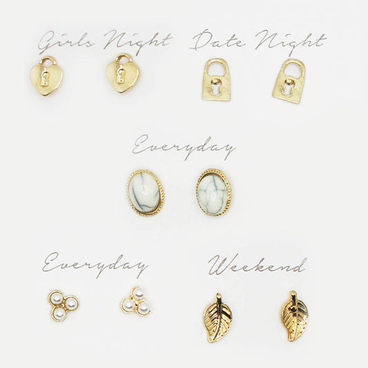 Stud Earrings Set Gift Box