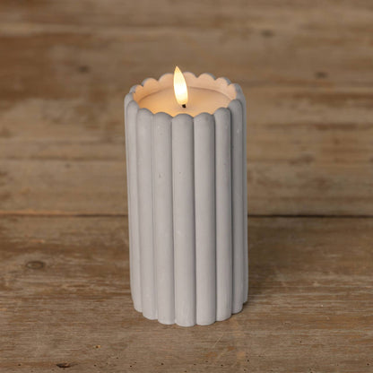 6" GREY CEMENT 3D FLAME CANDLE
