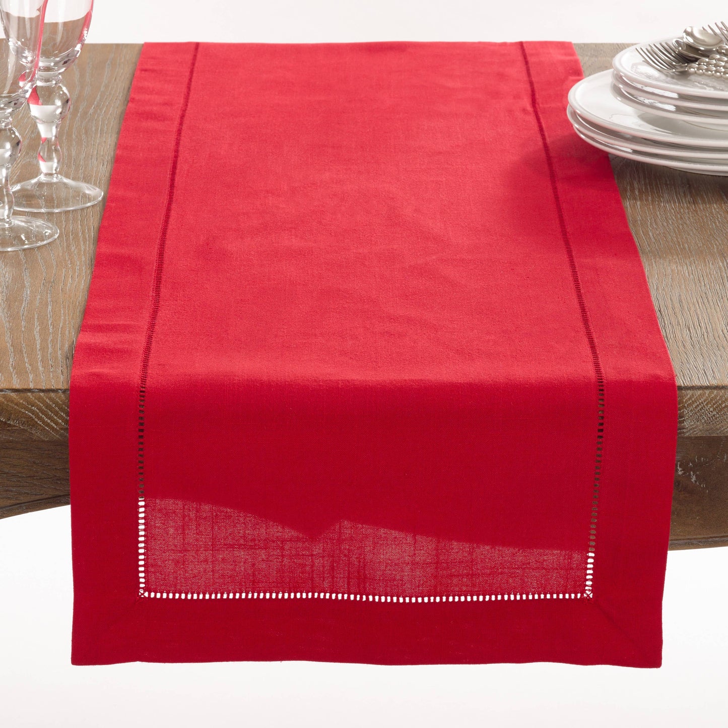 Red Hemstitch Table Runner