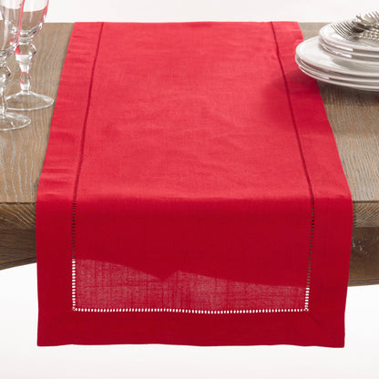 Red Hemstitch Table Runner