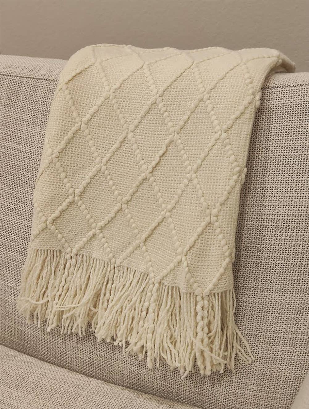 Knit Diamond Throw Blanket