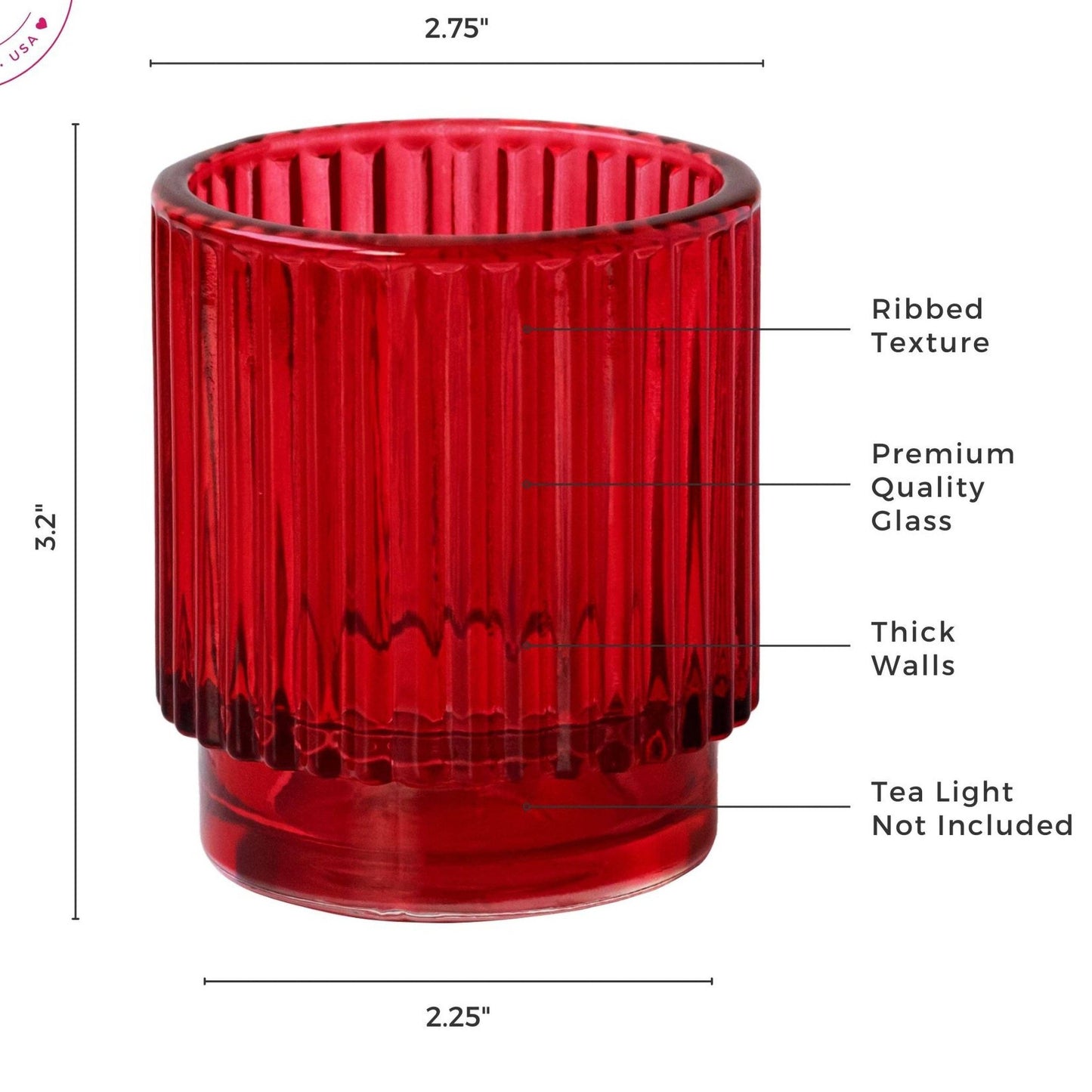 Ribbed Red Glass Votive