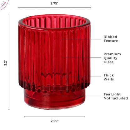 Ribbed Red Glass Votive