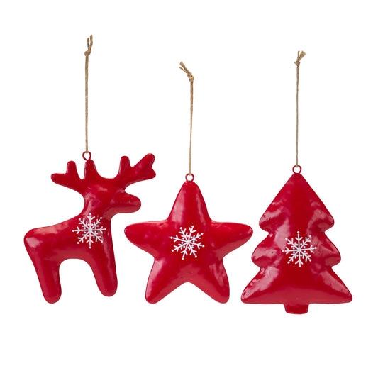 Red Scandi Iron Ornaments
