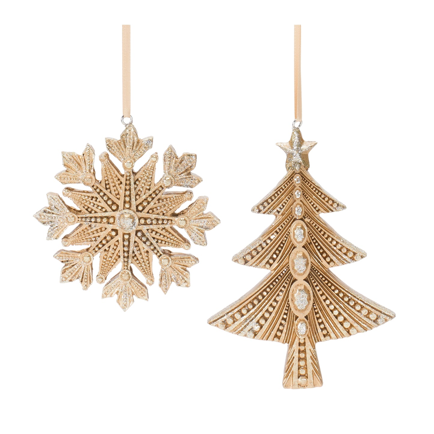 Gold Resin Snowflake/Tree Ornament