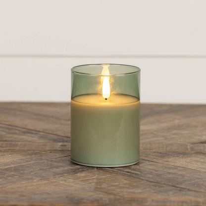 GREEN GLASS 3D FLAME CANDLE