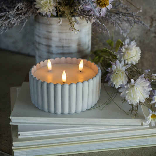 GREY CEMENT 3 WICK 3D FLAME CANDLE