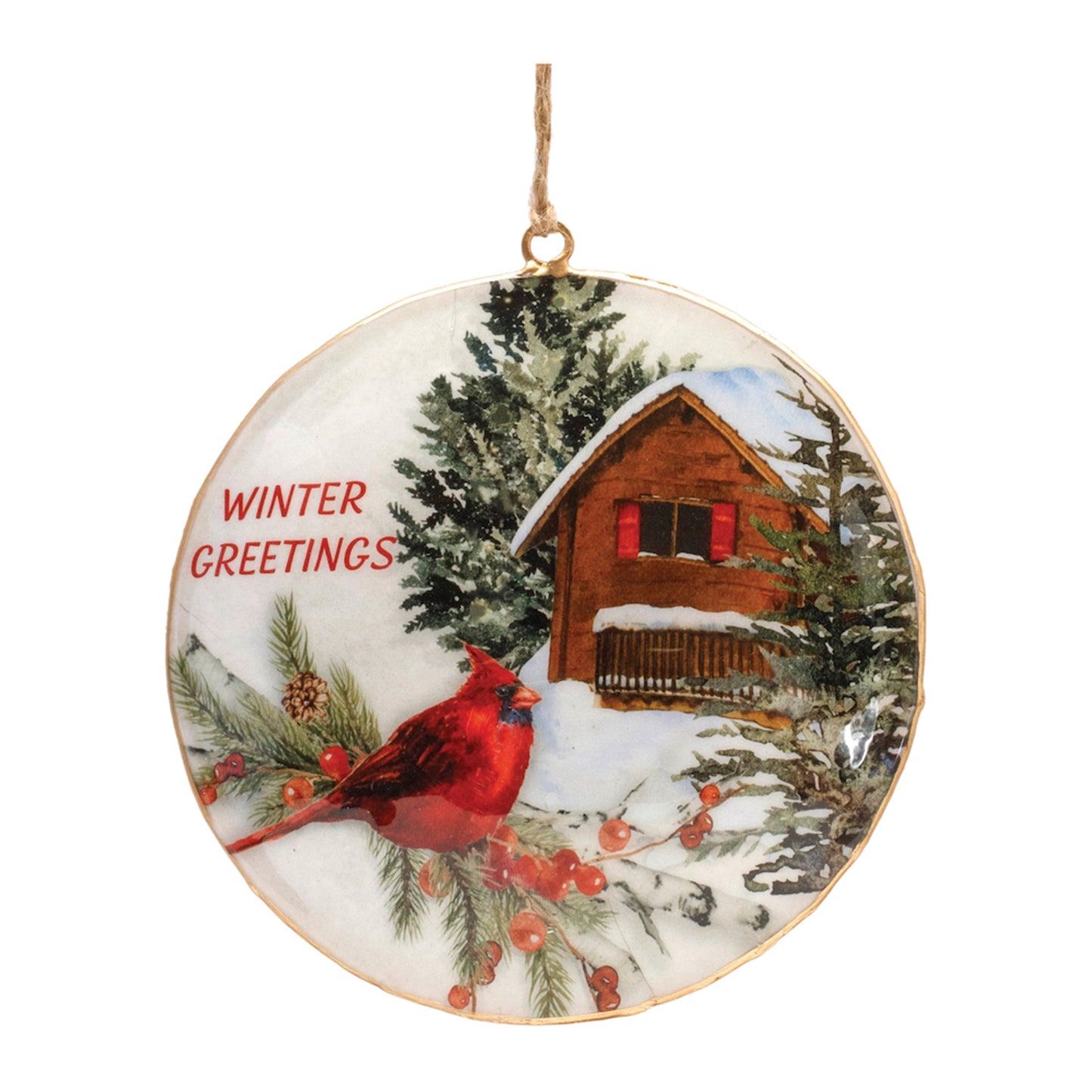 Cardinal Iron Disk Ornament