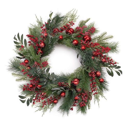 Red Berry Pine Wreath 28"D