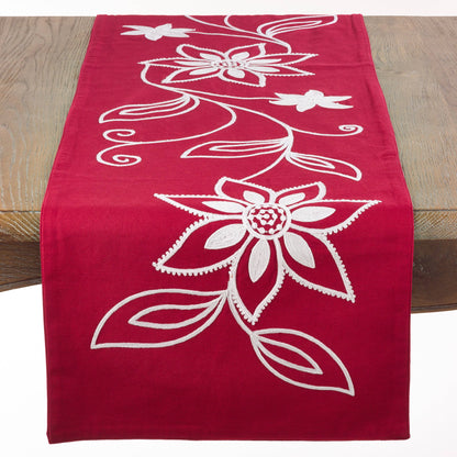Red Embroidered Table Runner