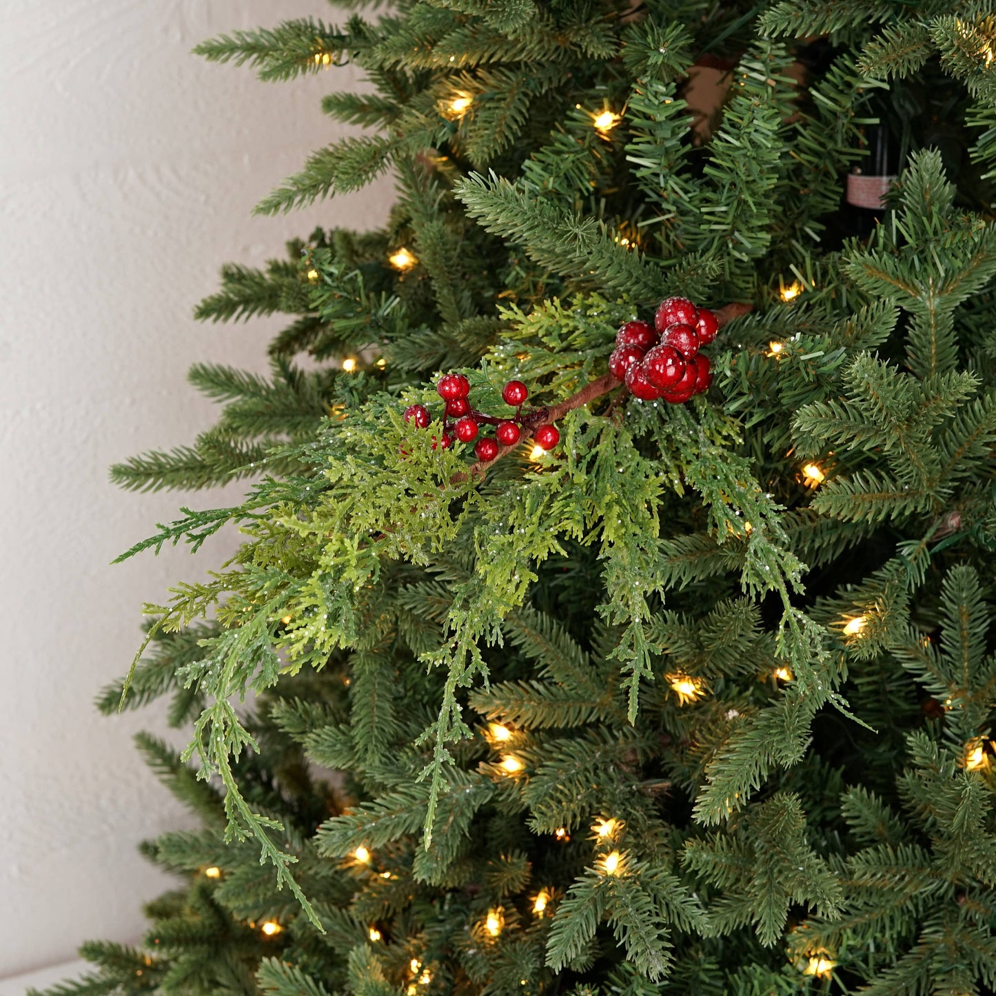 Sparkle Cedar and Red Berry Spray