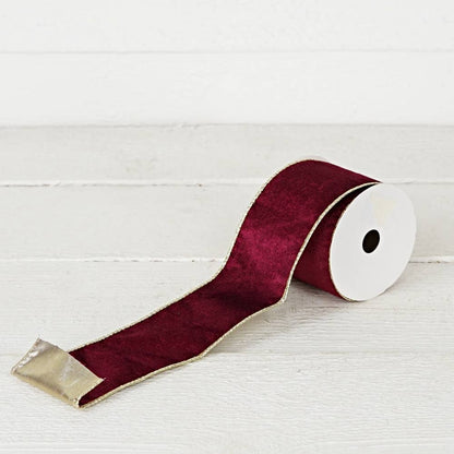 Wired Ribbon-Burgundy Velvet