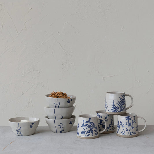 Blue Botanical Stoneware
